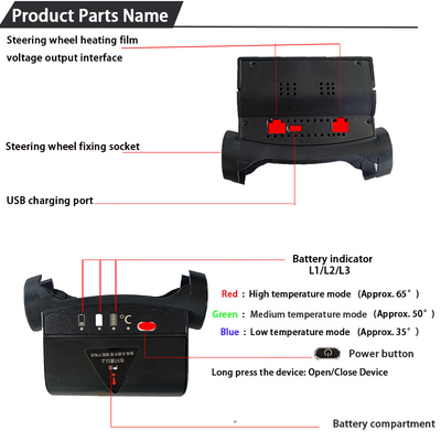 Kualitas tinggi Graphene Rechargeable Dipanaskan Set Tutup Steering Wheel Portable Steering Wheel Pemanas Hadiah Set