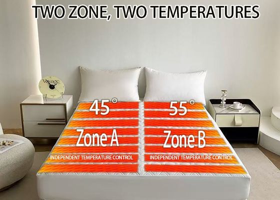 Disesuaikan Fitted Sheet Electric Heating Mattress Cover Dual Zone Control Teknologi Graphene Dan Kain Antibakteri