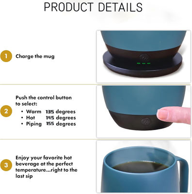 Portable Digital Style Dirancang Pabrik Pemanasan Diri Pemanasan Temperature-Controlled Direct Drinking Coffee Mug Travel Wireless