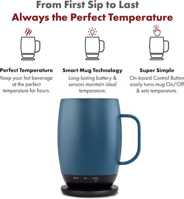 Portable Digital Style Dirancang Pabrik Pemanasan Diri Pemanasan Temperature-Controlled Direct Drinking Coffee Mug Travel Wireless