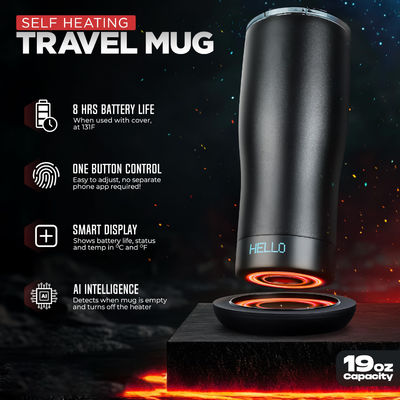 Custom Smart Dipanaskan Mug Kopi LED Screen Self-Adjusting Suhu Untuk Nyaman Minum Langsung Untuk Mobil Perjalanan