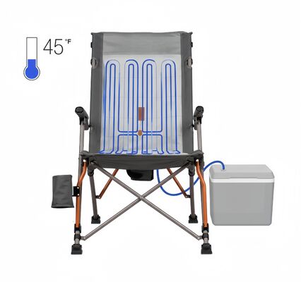Portable Cooling Camping Chair Dengan Desain Ergonomis Dan Cooling Pad Yang Bisa Di lepaskan Untuk Aktivitas Dan Acara Luar Ruangan Yang Nyaman