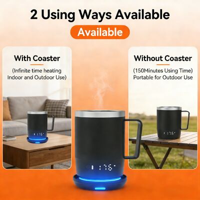 Cangkir Pintar Portabel Dengan Kontrol Suhu Digital Baterai Isi Ulang Tampilan LED Dan Tutup Anti Tumpah Untuk Kenyamanan