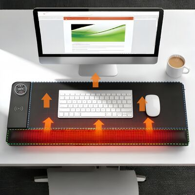 Sesuaikan perlindungan panas berlebih Alas Mouse yang Dipanaskan dengan Pengisian Nirkabel dan Sandaran Pergelangan Tangan Alas Mouse Pemanas Cerdas