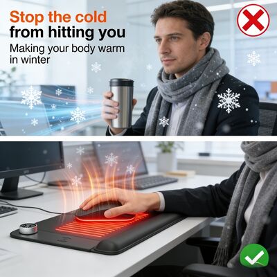 Sesuaikan perlindungan panas berlebih Alas Mouse yang Dipanaskan dengan Pengisian Nirkabel dan Sandaran Pergelangan Tangan Alas Mouse Pemanas Cerdas