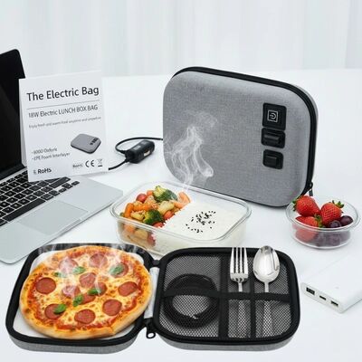 Tas Pemanas Makanan Portable Dirancang Untuk Kantong Flat Kotak Bento Dan Sandwich Dengan Crush Proof Hard Shell Dan Daya USB