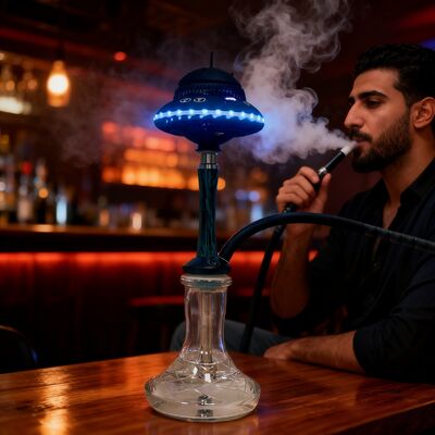 Custom Portable cordless shisha hookah dengan baterai tahan lama dan efek pencahayaan rgb yang dinamis ideal untuk bepergian dan di luar ruangan