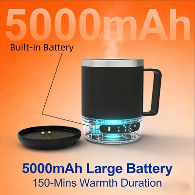 Grosir Portable Self Heating Mug 5000 MAh Baterai 18oz Coffee Warmer Rechargeable Self Heating Travel Mug untuk Kantor