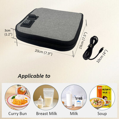 Tas pemanas makanan yang nyaman tanpa microwave yang dibutuhkan bertenaga usb panas lembut dan makanan yang aman lapisan terisolasi untuk makanan hangat