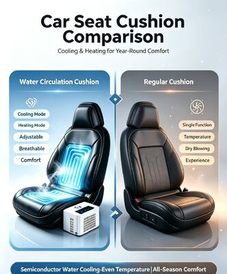 Bantal kursi panas mobil yang didinginkan air yang menyediakan pengaturan suhu yang konsisten dengan konsumsi yang aman untuk sistem kendaraan 12 volt