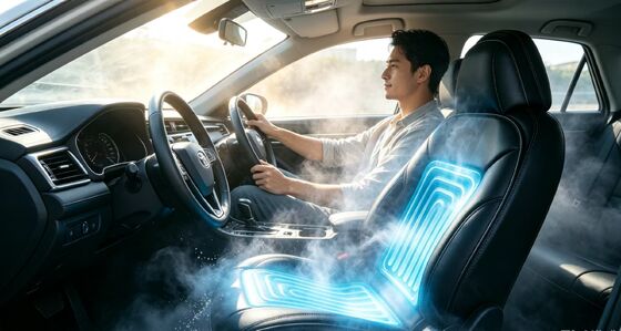 Bantal kursi panas mobil yang didinginkan air yang menyediakan pengaturan suhu yang konsisten dengan konsumsi yang aman untuk sistem kendaraan 12 volt