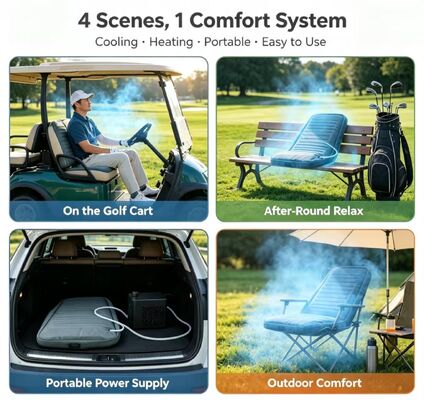 Bantalan pemanas golf yang lembut dan tahan lama untuk jok kereta golf yang menawarkan fungsi pemanasan dan pendinginan dengan perlindungan panas berlebih untuk penggunaan luar ruangan yang diperpanjang