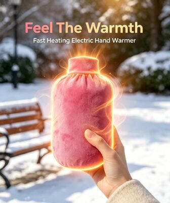 Bucket Shaped Rechargeable Hand Warmer, Kristal Ultra Soft Fabric, Suhu yang Bisa Disesuaikan, DC Charging Portable Electric Heated Hand Pouch, Custom Color OEM ODM