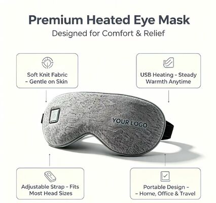Topeng mata yang dipanaskan, Super Soft PU Electric Warm Eye Mask 35-55°C Suhu yang dapat disesuaikan, 1000mAh Rechargeable Portable Heating Eye Mask untuk meringankan kelelahan mata, Travel Office Home School Use