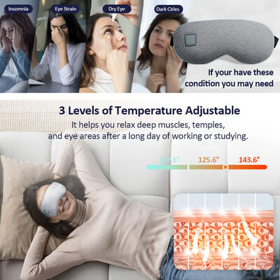Electric Heated Eye Mask Dibangun di Lapisan Pemanasan Serat Karbon, Soft Inner Lining Insulation Cotton Warm Eye Mask, 1000mAh Portable Adjustable Temperature Heating Eye Mask untuk menenangkan mata lelah