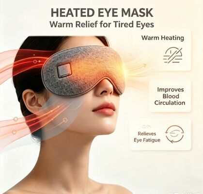 Electric Heated Eye Mask Dibangun di Lapisan Pemanasan Serat Karbon, Soft Inner Lining Insulation Cotton Warm Eye Mask, 1000mAh Portable Adjustable Temperature Heating Eye Mask untuk menenangkan mata lelah