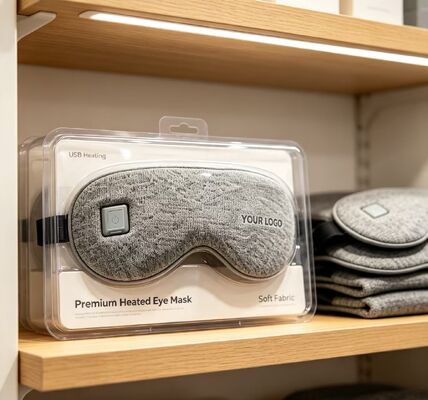 Electric Heated Eye Mask Dibangun di Lapisan Pemanasan Serat Karbon, Soft Inner Lining Insulation Cotton Warm Eye Mask, 1000mAh Portable Adjustable Temperature Heating Eye Mask untuk menenangkan mata lelah