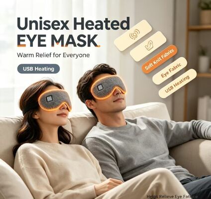 Masker Mata Pemanas Unisex, Masker Mata Termal Kain Rajut Lembut Isi Ulang USB, Masker Mata Kompres Hangat Suhu yang Dapat Disesuaikan untuk Meredakan Kelelahan Mata untuk Pria Wanita Rumah Kantor Perjalanan