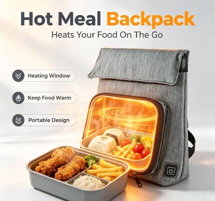 Tas Makan Siang Pemanas USB Serat Poliester, Penghangat Makanan Anti Bocor Tahan Air, Unit Pemanas Dapat Dilepas dan Dapat Dicuci, 50 ‑ 59 ℃, Penyesuaian Suhu 3 Tingkat untuk Pemanasan Makanan Saat Dalam Perjalanan