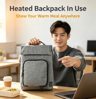 Tas Makan Siang Pemanas USB Serat Poliester, Penghangat Makanan Anti Bocor Tahan Air, Unit Pemanas Dapat Dilepas dan Dapat Dicuci, 50 ‑ 59 ℃, Penyesuaian Suhu 3 Tingkat untuk Pemanasan Makanan Saat Dalam Perjalanan