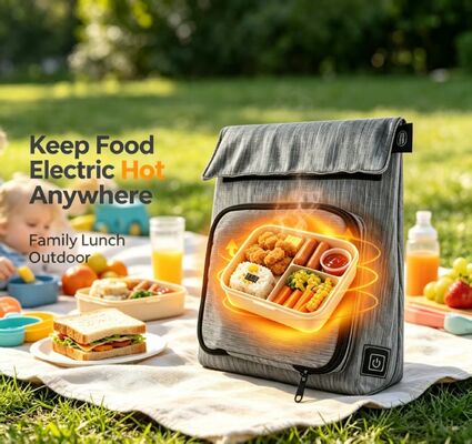 Tas Makan Siang Pemanas USB Serat Poliester, Penghangat Makanan Anti Bocor Tahan Air, Unit Pemanas Dapat Dilepas dan Dapat Dicuci, 50 ‑ 59 ℃, Penyesuaian Suhu 3 Tingkat untuk Pemanasan Makanan Saat Dalam Perjalanan