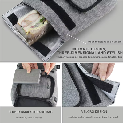 Solusi Pemanasan Pangan On-The-Go dengan USB Waterproof Heated Lunch Heater, Dapat dilepas untuk mengisi daya & sepenuhnya bisa dicuci, tahan kebocoran 3 Level 50-59°C Panas untuk perjalanan, sekolah & piknik di luar ruangan