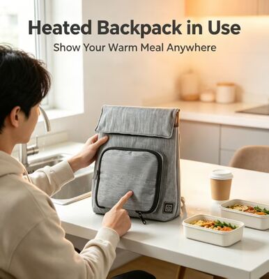 Solusi Pemanasan Pangan On-The-Go dengan USB Waterproof Heated Lunch Heater, Dapat dilepas untuk mengisi daya & sepenuhnya bisa dicuci, tahan kebocoran 3 Level 50-59°C Panas untuk perjalanan, sekolah & piknik di luar ruangan