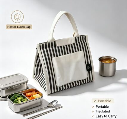 Panaskan Makanan Bawa Pulang, Mi & Steak Tanpa Microwave — Tas Makan Siang Pemanas Bertenaga USB, 3 Mode Suhu, Tas Termal Tahan Air