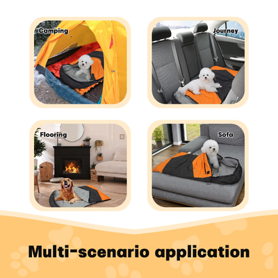 Tas Tidur Anjing Pemanas OEM ODM Kustom 3 Tingkat Suhu yang Dapat Disesuaikan, Tas Tidur Hewan Peliharaan Kapas Berongga Label Pribadi 71*108cm, Logo & Kemasan Kustom untuk Berkemah Perjalanan Rumah Luar Ruangan, Bersertifikat CE FCC