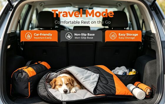 Tas Tidur Anjing Pemanas Tahan Air & Tahan Gores, Tas Tidur Hewan Peliharaan Poliester Tahan Lama dengan Suhu yang Dapat Disesuaikan 3 Tingkat untuk Berbagai Ras Anjing, Kapas Berongga Cocok untuk Angin Salju Musim Dingin