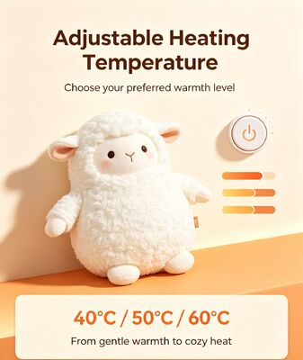 Cute Warm Sheep Portable Rechargeable Hand Warmer,3 Heat Settings 40‐60°C,6‐8 Jam Waktu Kerja, USB Power Bank Support for On‐the‐Go Use,Compact 9*15*18cm Polyester Winter Pocket Heater