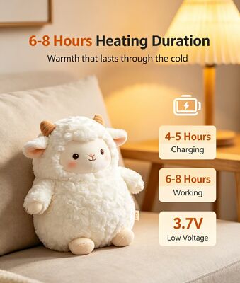 Cute Warm Sheep Portable Rechargeable Hand Warmer,3 Heat Settings 40‐60°C,6‐8 Jam Waktu Kerja, USB Power Bank Support for On‐the‐Go Use,Compact 9*15*18cm Polyester Winter Pocket Heater