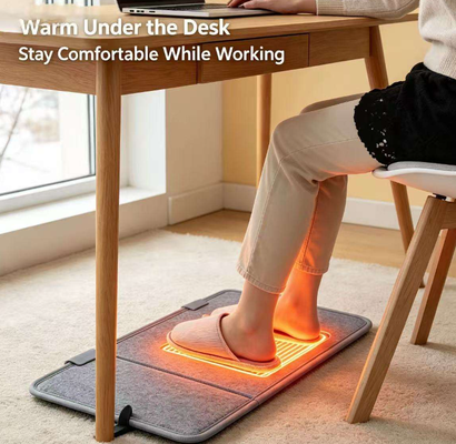 Pelat Kaki Pemanas Listrik Ukuran Kustom Tahan Angin Hangat 220V 165W, Tikar Pemanas Kaki Tahan Air yang Dapat Disesuaikan 3 Kecepatan untuk Pemanasan Dalam Ruangan