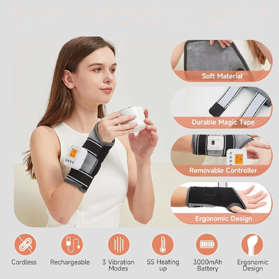 USB Rechargeable Heated Wrist Brace dengan Vibration Massage, 3 Temp & Timer Settings, Heating Wrist Wrap for Carpal Tunnel Arthritis Wrist Support