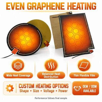 Graphene Mirror Defogger Heating Pad, Bentuk Ukuran Tegangan Kustom, Film Fleksibel Tahan Kelembaban untuk Cermin Kamar Mandi