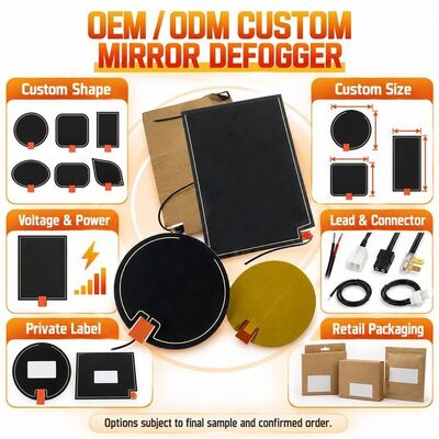 Graphene Mirror Defogger Heating Pad, Bentuk Ukuran Tegangan Kustom, Film Fleksibel Tahan Kelembaban untuk Cermin Kamar Mandi