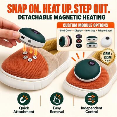 Sandal Pemanas Magnetik Lepas Pasang, Modul Pemanas Grafena dengan Tampilan Digital, Label Bahan Warna Kustom dan Kemasan