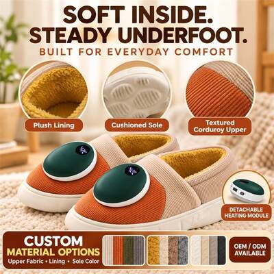 Sandal Pemanas Magnetik Lepas Pasang, Modul Pemanas Grafena dengan Tampilan Digital, Label Bahan Warna Kustom dan Kemasan