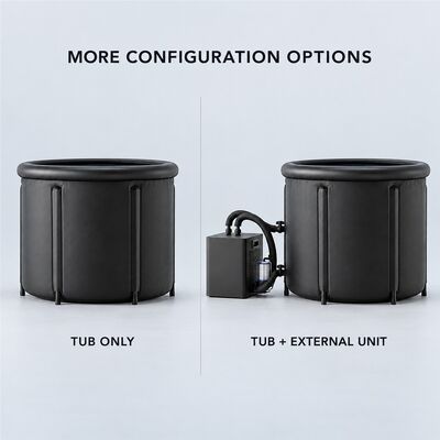 Bak Mandi Es dengan Pendingin Eksternal Bak Rendam Dingin Bulat Hitam dengan Dua Selang Air Filter dan Penutup Bergesper untuk Proyek Kustom