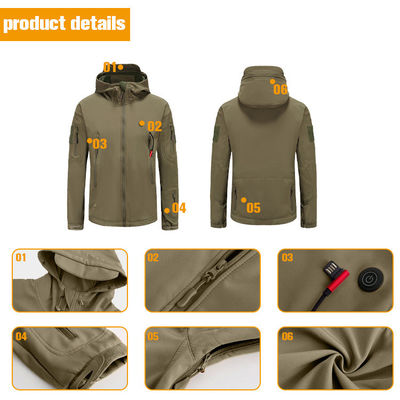 Jaket Pemanas Listrik USB, Jaket Pemanas Isi ulang 60 derajat Xf Wj ODM Pemanasan Pakaian Berburu