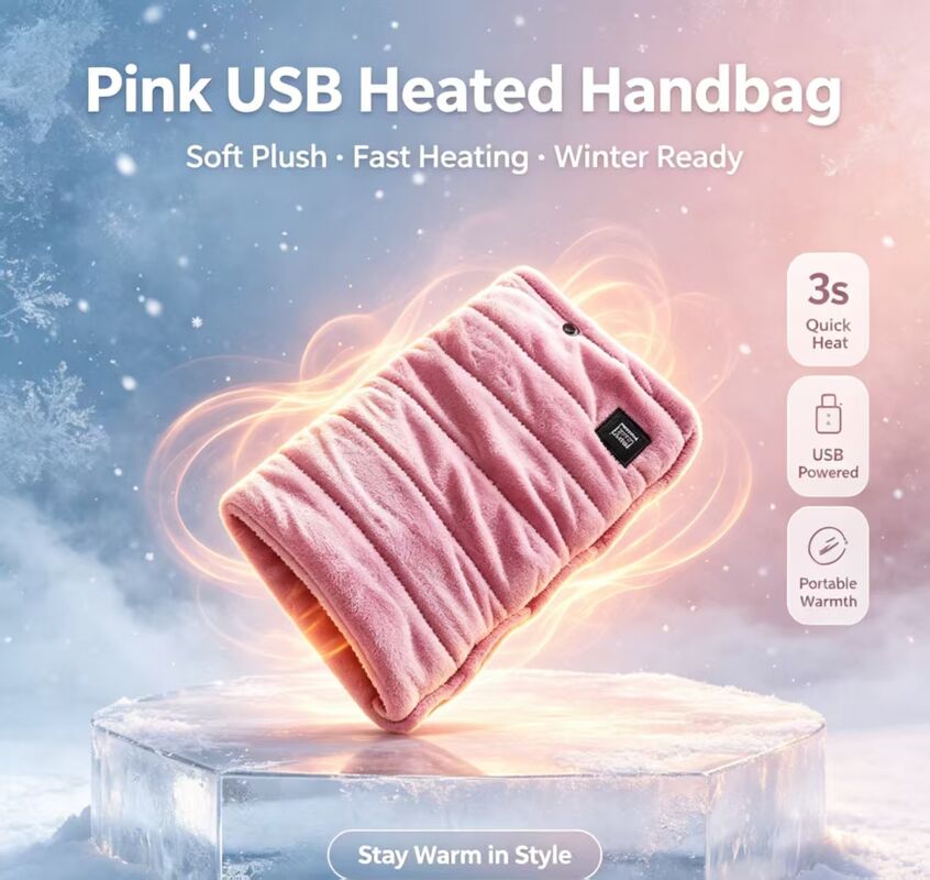 Pemanas tangan portabel dengan catu daya USB permukaan kain sutra lembut fungsi pemanasan konstan ringan desain kompak dan perlindungan keamanan