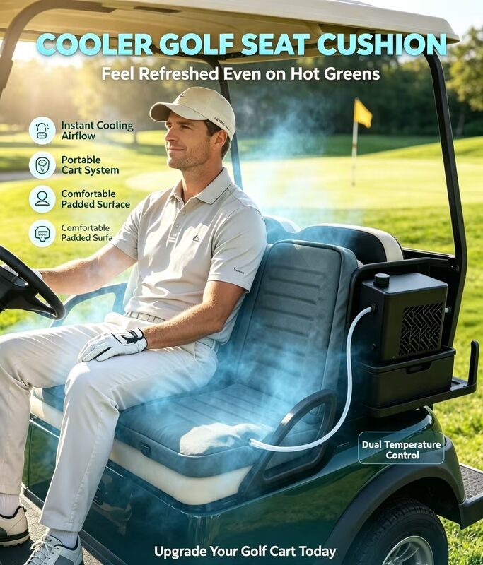 Bantalan pemanas golf yang lembut dan tahan lama untuk jok kereta golf yang menawarkan fungsi pemanasan dan pendinginan dengan perlindungan panas berlebih untuk penggunaan luar ruangan yang diperpanjang