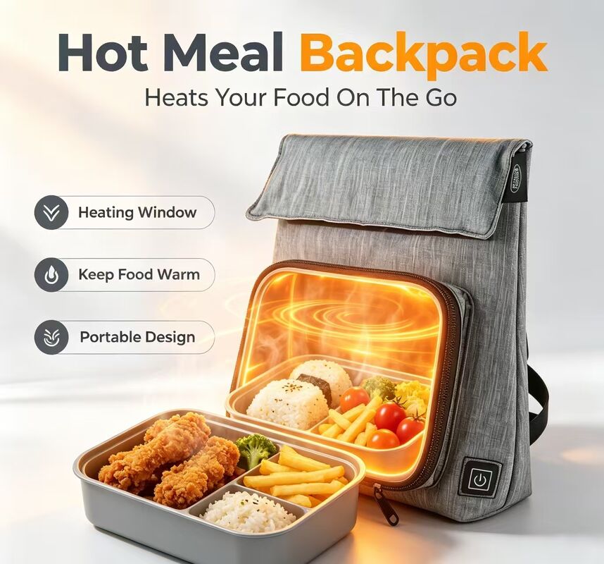 Tas Makan Siang Pemanas USB Serat Poliester, Penghangat Makanan Anti Bocor Tahan Air, Unit Pemanas Dapat Dilepas dan Dapat Dicuci, 50 ‑ 59 ℃, Penyesuaian Suhu 3 Tingkat untuk Pemanasan Makanan Saat Dalam Perjalanan
