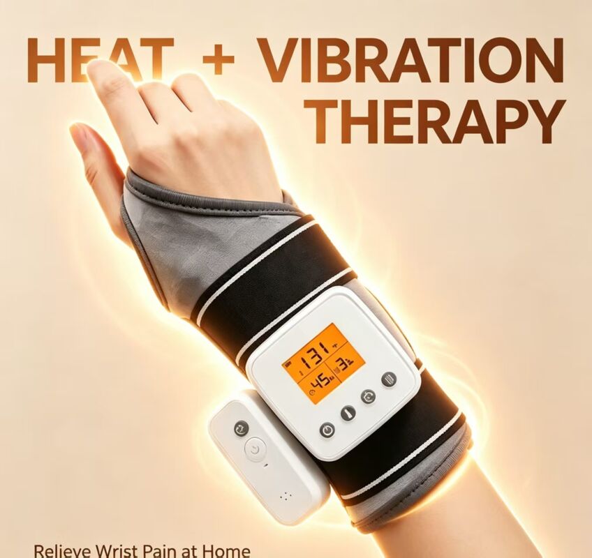 USB Rechargeable Heated Wrist Brace dengan Vibration Massage, 3 Temp & Timer Settings, Heating Wrist Wrap for Carpal Tunnel Arthritis Wrist Support