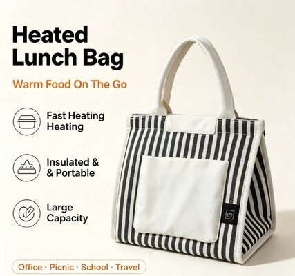Tas Makan Siang Pemanas Portabel Bertenaga USB, Pemanas Makanan Elektrik Pemanas Cepat dengan 3 Mode Suhu, Tas Termal Ringan 0,295KG untuk Kantor, Sekolah & Luar Ruangan