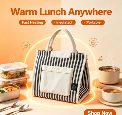 5V USB Powered Heated Lunch Bag ️ Tidak Perlu Soket Dinding, 3 Suhu yang Dapat Disesuaikan, Pemanas Makanan Termal Ringan untuk Luar Ruang & Perjalanan