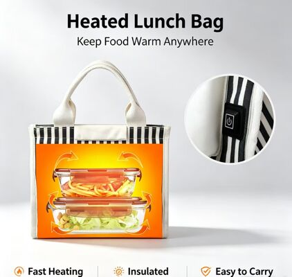 Panaskan Makanan Bawa Pulang, Mi & Steak Tanpa Microwave — Tas Makan Siang Pemanas Bertenaga USB, 3 Mode Suhu, Tas Termal Tahan Air