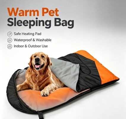 Tas Tidur Anjing Yang Dipanaskan 3 Tingkat Suhu Yang Dapat Diatur, Polyester Bawang Kerongkongan Lembut Portable Tas Tidur Anjing Anjing Yang Panas Untuk Musim Dingin, Angin Salju, Perjalanan Camping Rumah Penggunaan Luar Ruang