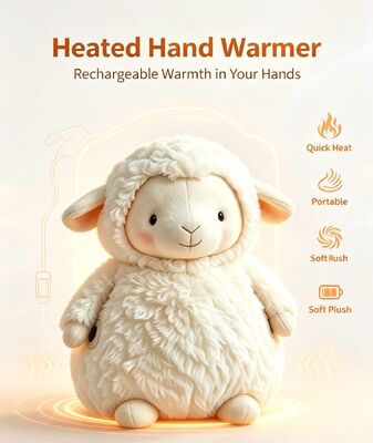 Anak-anak Friendly Portable Sheep Hand Warmer,Powered by USB Power Bank for Easy Carry,Soft Soft-Touch Fabric for Household Indoor Use,3-Level Heat Setting 40-50-60°C,Long-lasting 6-8-Hour Working Time