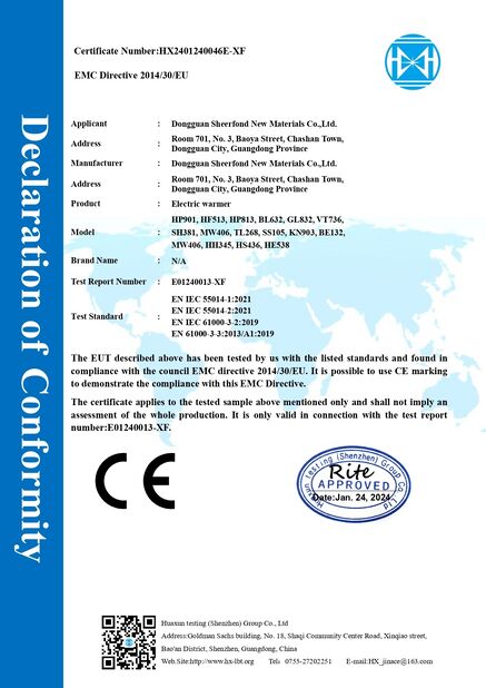 Cina Dongguan Sheerfond New Materials Co., Ltd. Sertifikasi
